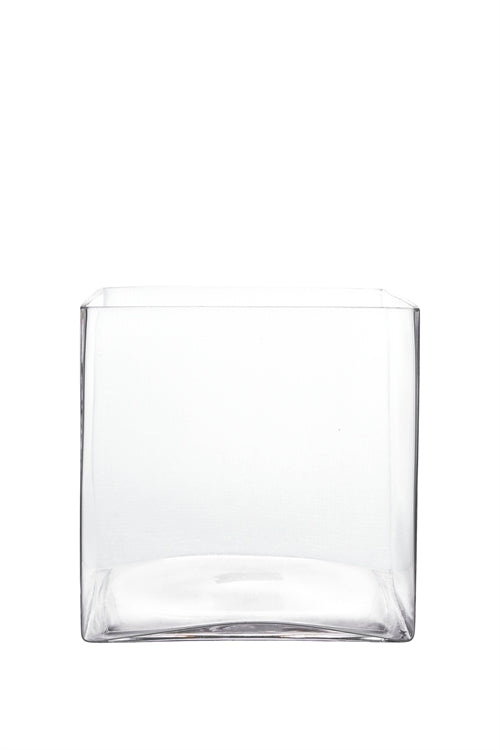 8 Inch Clear Cube Glass Vase 8W x 8H -- 4 Per Case