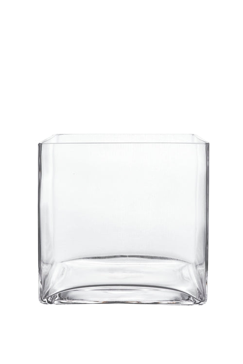 7 Inch Clear Cube Glass Vase 7W x 7H -- 6 Per Case