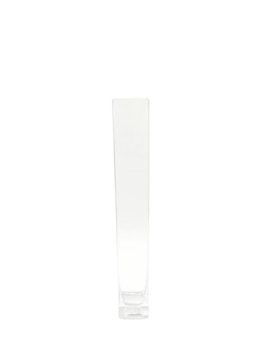 10 Inch Clear Square Glass Vase 2W x 2L x 10H -- 48 Per Case