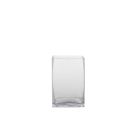 6 Inch Clear Square Glass Vase 4W x 6H -- 12 Per Case