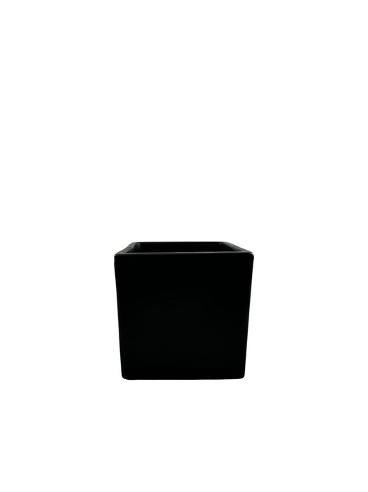 4 Inch Matte Black Square Ceramic Vase 4W x 4H -- 36 Per Case