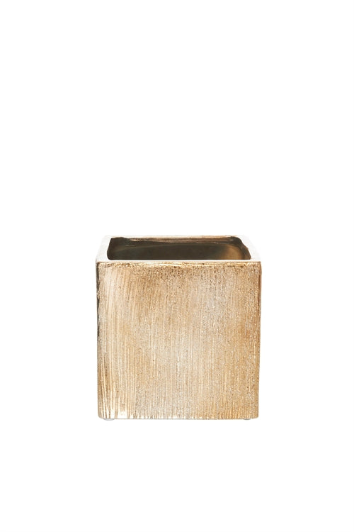 5 Inch Scratched Copper Square Ceramic Vase 5W x 5H -- 24 Per Case