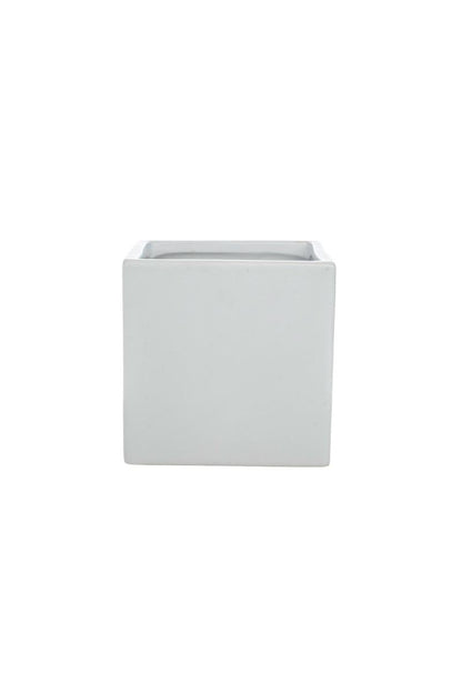 5 Inch Matte White Cube Ceramic Vase 5W x 5H -- 24 Per Case