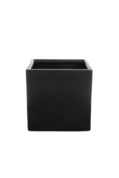 6 Inch Matte Black Cube Ceramic Vase 6W x 6H -- 12 Per Case