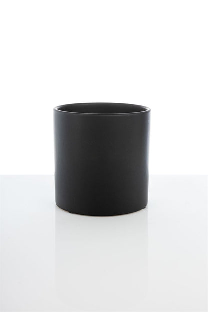 5 Inch Matte Black Cylinder Ceramic Vase 5W x 5H -- 24 Per Case