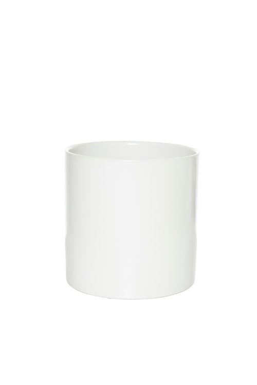 6 Inch Matte White Cylinder Ceramic Vase 6W x 6H -- 12 Per Case