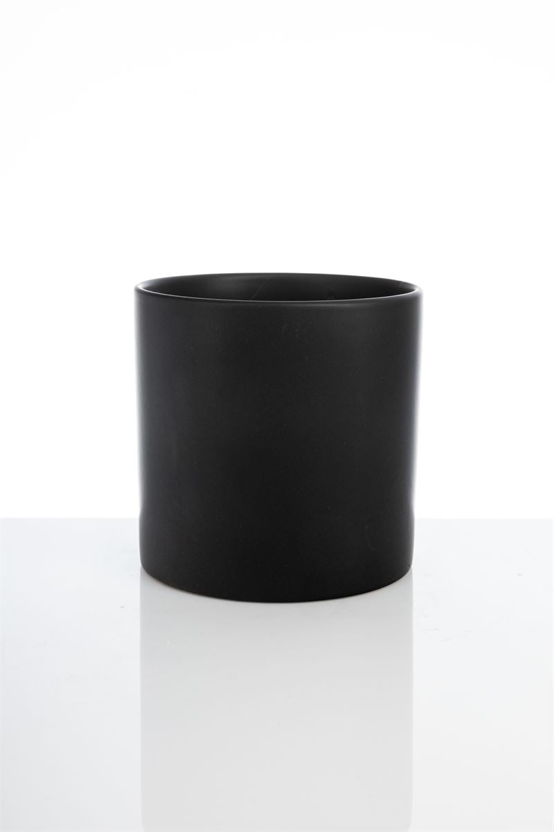 6 Inch Matte Black Cylinder Ceramic Vase 6W x 6H -- 12 Per Case