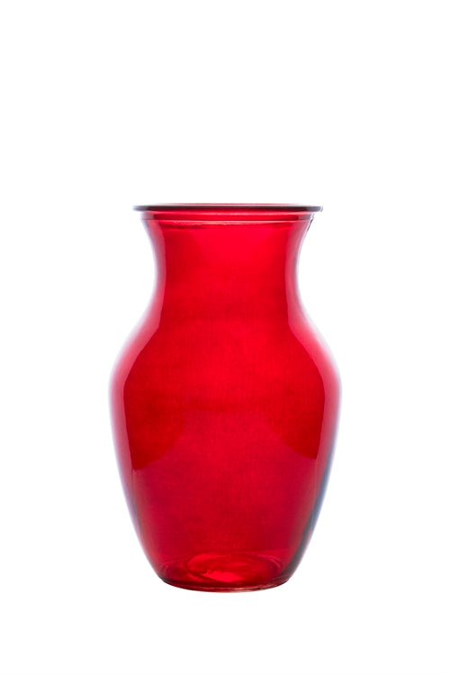 8 Inch Red Ginger Glass Vase 4W x 8H -- 12 Per Case