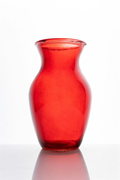 8 Inch Red Ginger Glass Vase 4W x 8H -- 12 Per Case