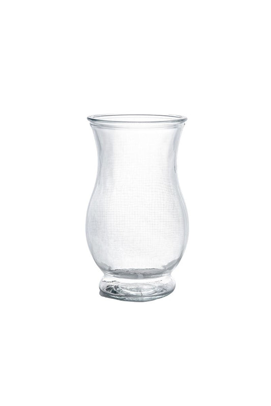 7 Inch Clear Belly Footed Glass Vase 4W x 7H -- 12 Per Case