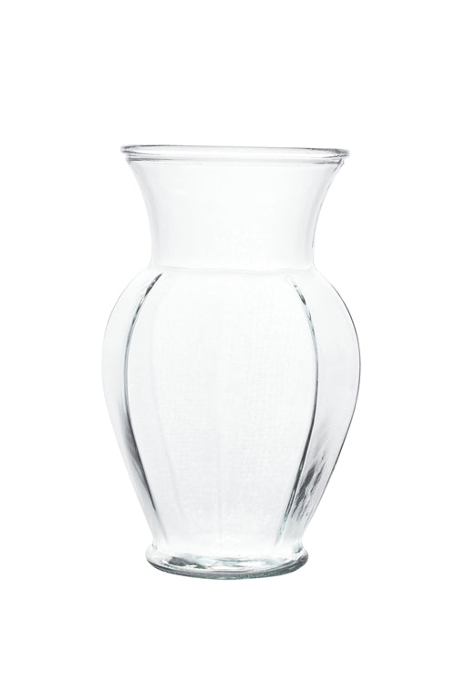 9 Inch Clear Ginger Glass Vase 4W x 9H -- 12 Per Case