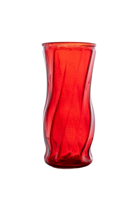 8.5 Inch Red Illusion Glass Vase 4W x 8.5H -- 12 Per Case