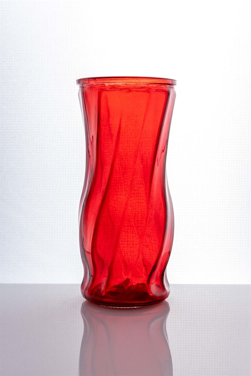 8.5 Inch Red Illusion Glass Vase 4W x 8.5H -- 12 Per Case