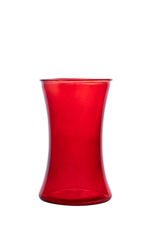 8 Inch Red Hour Glass Vase 5W x 8H -- 12 Per Case