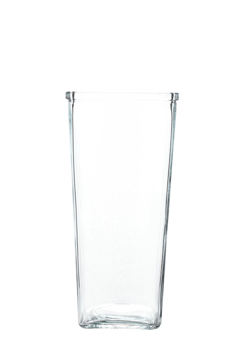 9 Inch Clear Tapered Square Glass Vase 4W x 9H -- 12 Per Case