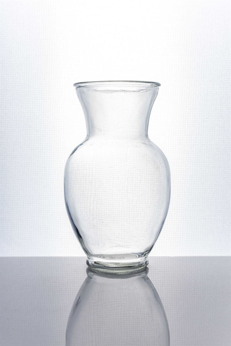 9 Inch Clear Belly Glass Vase 4W x 9H -- 12 Per Case