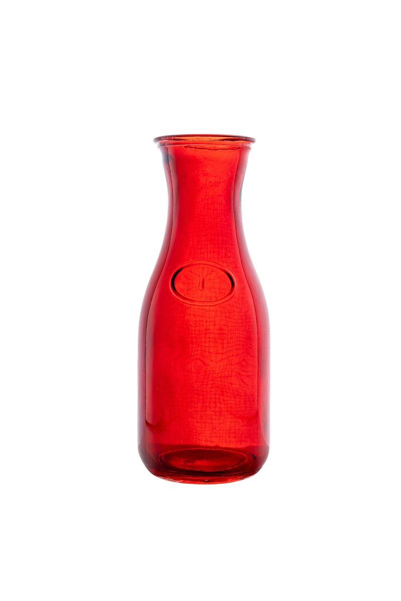 8 Inch Red Milk Bottle Bunch Glass Vase 2.5W x 8H -- 12 Per Case