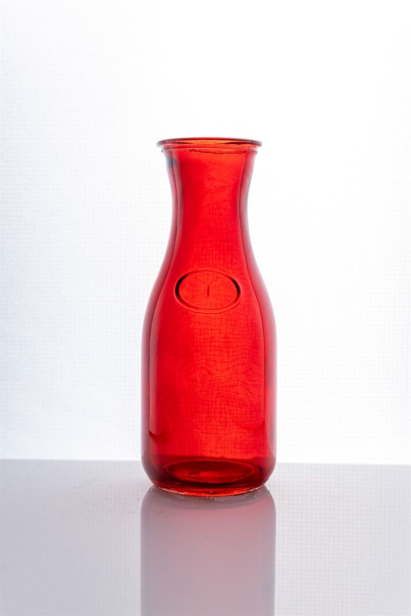 8 Inch Red Milk Bottle Bunch Glass Vase 2.5W x 8H -- 12 Per Case