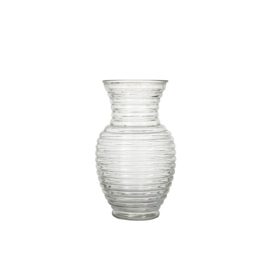 11 Inch Clear Ribbed Belly Glass Vase 5W x 11H -- 6 Per Case