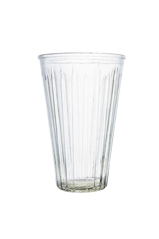 10 Inch Clear Cup Ribbed Glass Vase 6.5W x 10H -- 6 Per Case