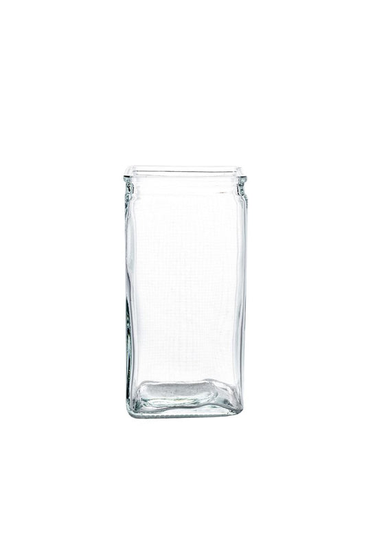 4 Inch Clear Square Glass Vase 4W x 8H -- 12 Per Case