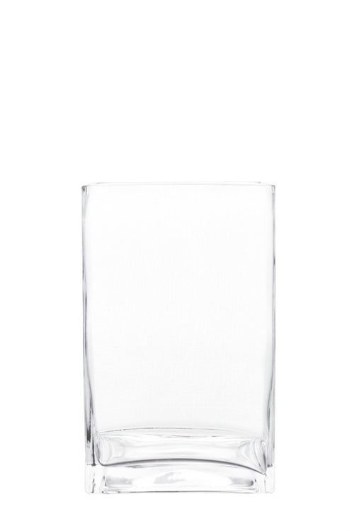 8 Inch Clear Square Glass Vase 5W x 8H -- 12 Per Case