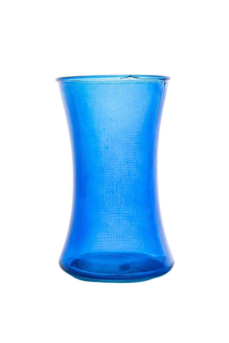 8 Inch Blue Hour Glass Vase 5W x 8H -- 12 Per Case