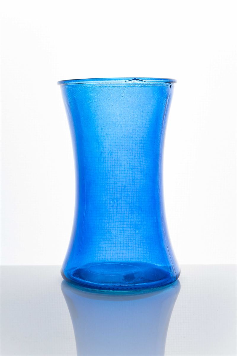 8 Inch Blue Hour Glass Vase 5W x 8H -- 12 Per Case