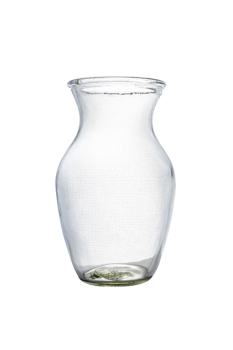 8 Inch Clear Ginger Glass Vase 5W x 8H -- 12 Per Case