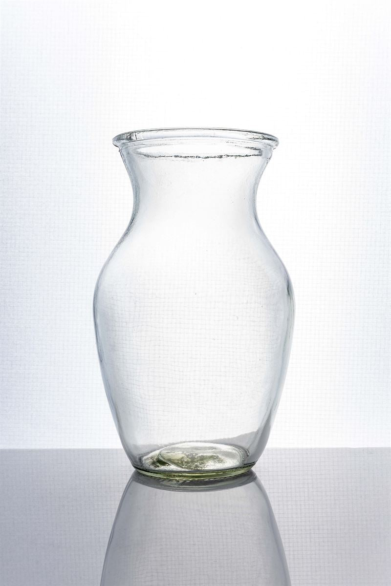 8 Inch Clear Ginger Glass Vase 5W x 8H -- 12 Per Case