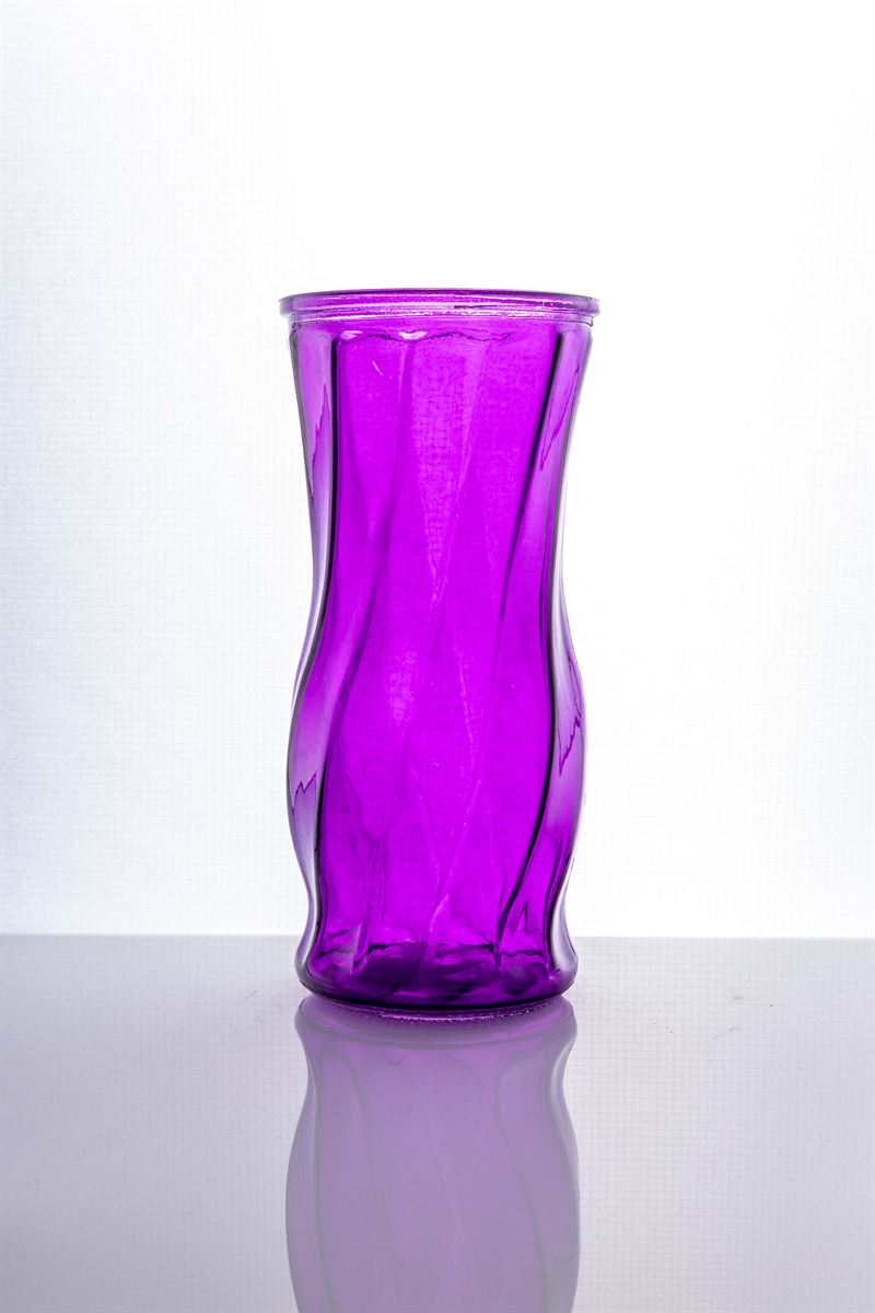 8.5 Inch Purple Illusion Glass Vase 4W x 8.5H -- 12 Per Case