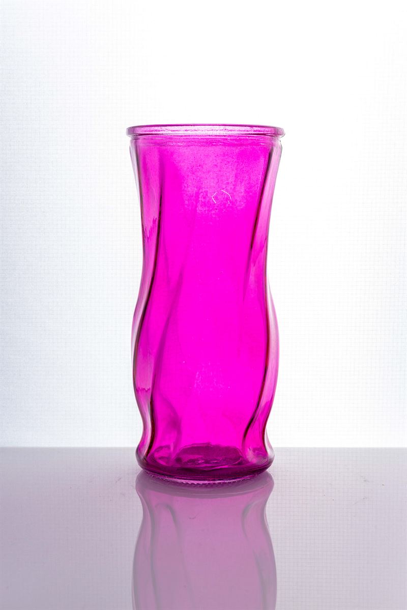 9 Inch Pink Illusion Glass Vase 4W x 9H -- 12 Per Case