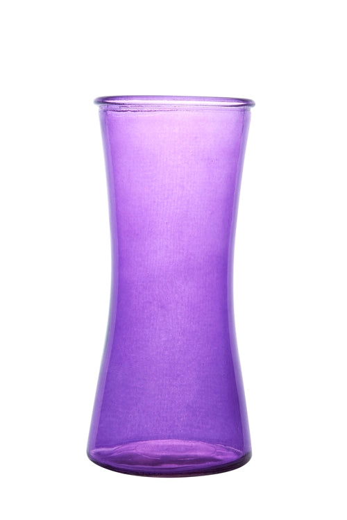 10 Inch Purple Hour Glass Vase 4W x 10H -- 12 Per Case