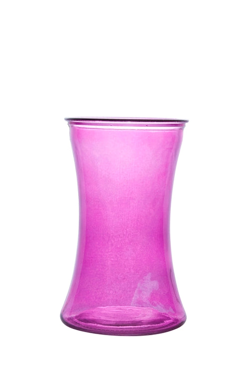 8 Inch Pink Hour Glass Vase 5W x 8H -- 12 Per Case