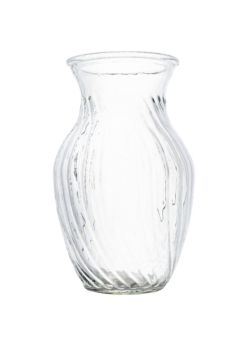 8 Inch Clear Spiral Ginger Glass Vase 5W x 8H -- 12 Per Case