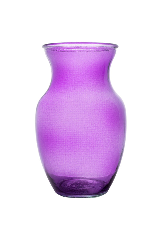8 Inch Purple Belly Glass Vase 4W x 8H -- 12 Per Case