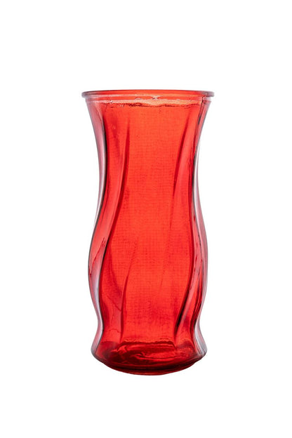 9.5 Inch Red Illusion Glass Vase 5W x 9.5H -- 12 Per Case