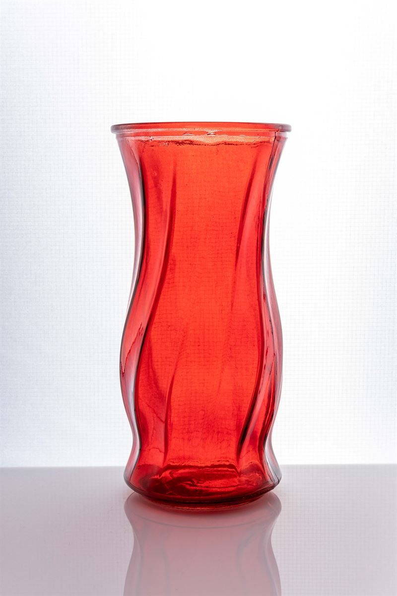 9.5 Inch Red Illusion Glass Vase 5W x 9.5H -- 12 Per Case