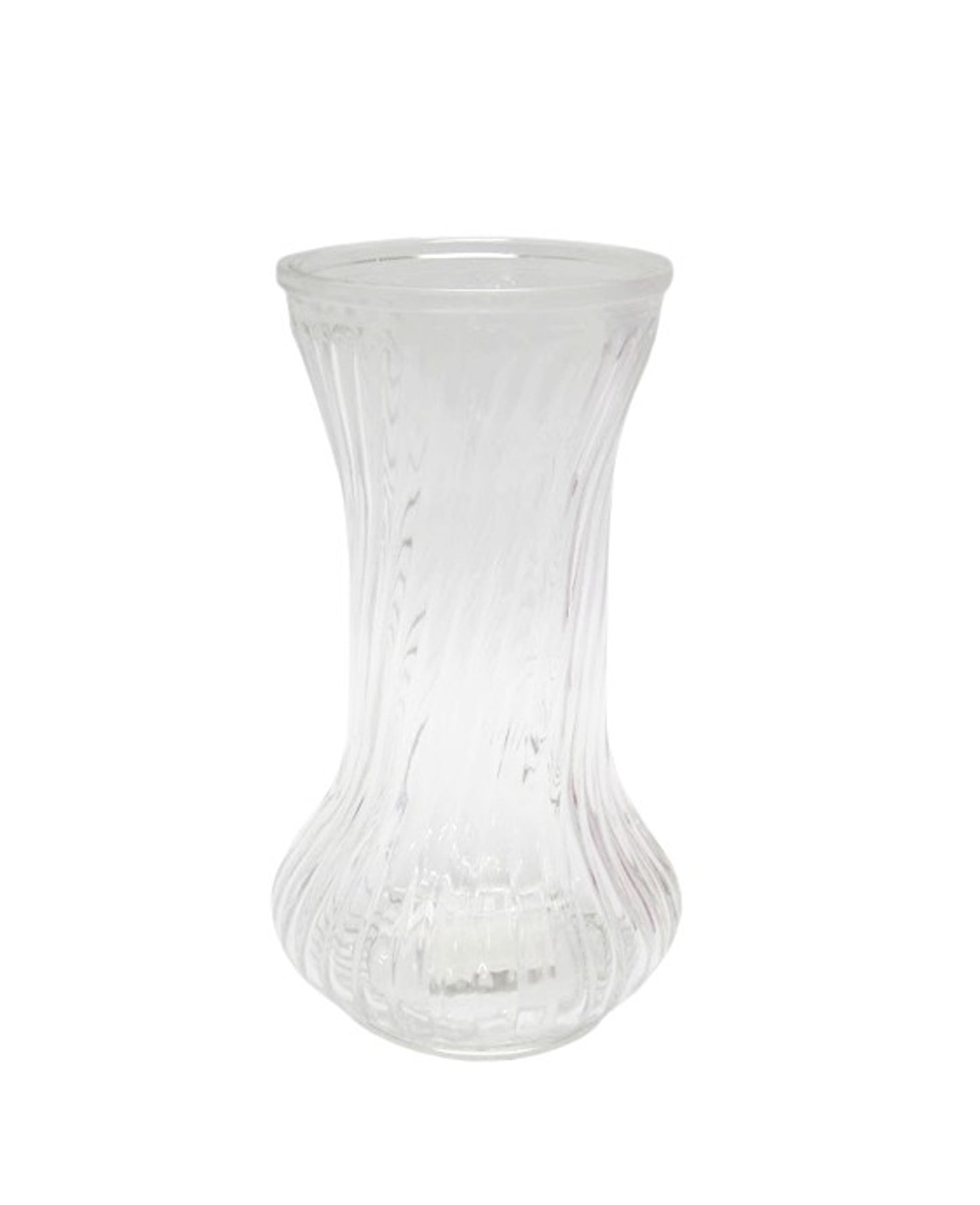 8.5 Inch Clear Belly Swirl Glass Vase 4W x 8.5H -- 12 Per Case