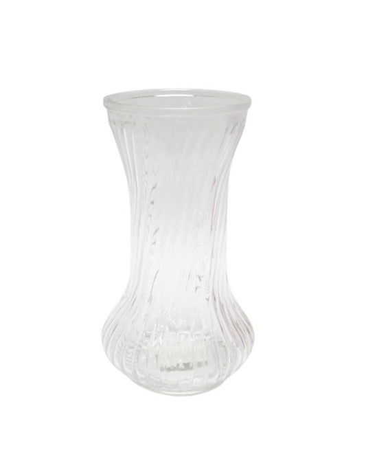 8.5 Inch Clear Belly Swirl Glass Vase 4W x 8.5H -- 12 Per Case