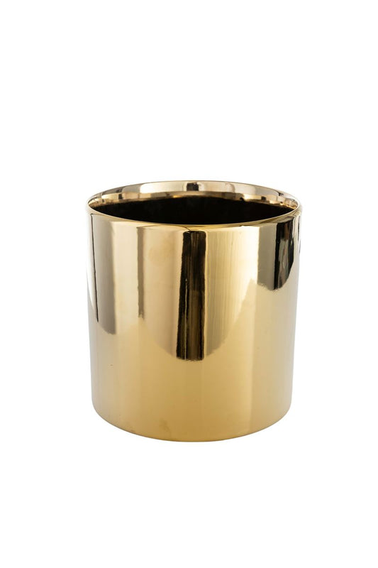 6 Inch Gold Cylinder Ceramic Vase 6W x 6H -- 12 Per Case