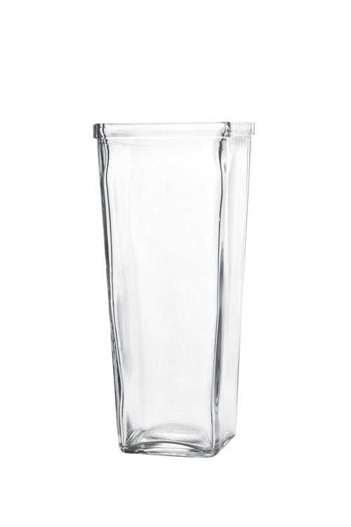8.5 Inch Clear Tapered Square Glass Vase 3.5W x 8.5H -- 12 Per Case