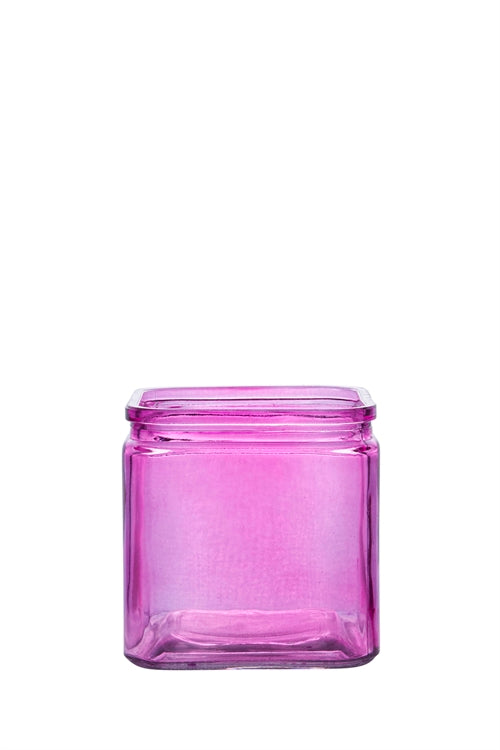 4.75 Inch Pink Cube Glass Vase 4.75W x 4.75H -- 12 Per Case