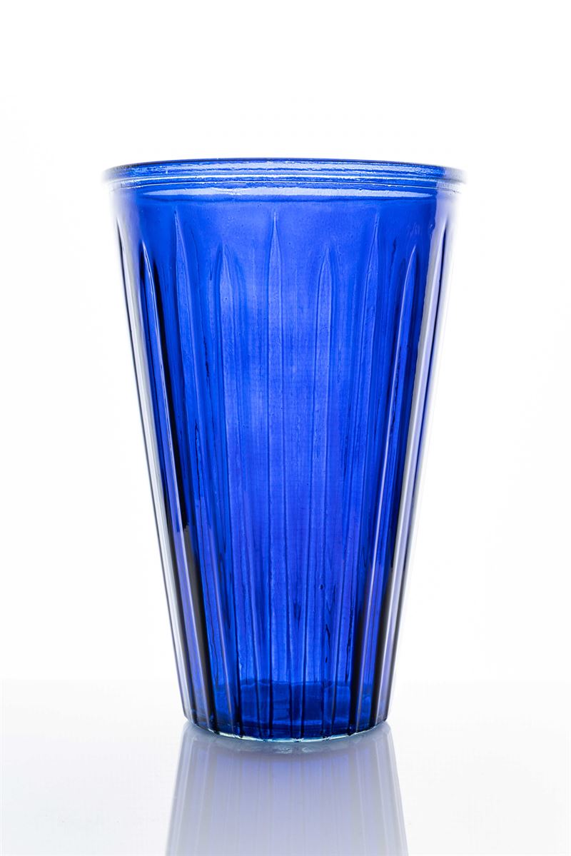 10 Inch Blue Cup Glass Vase 6.25W x 10H -- 6 Per Case