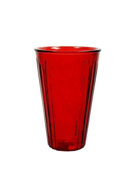 10 Inch Red Cup Glass Vase 6.25W x 10H -- 6 Per Case