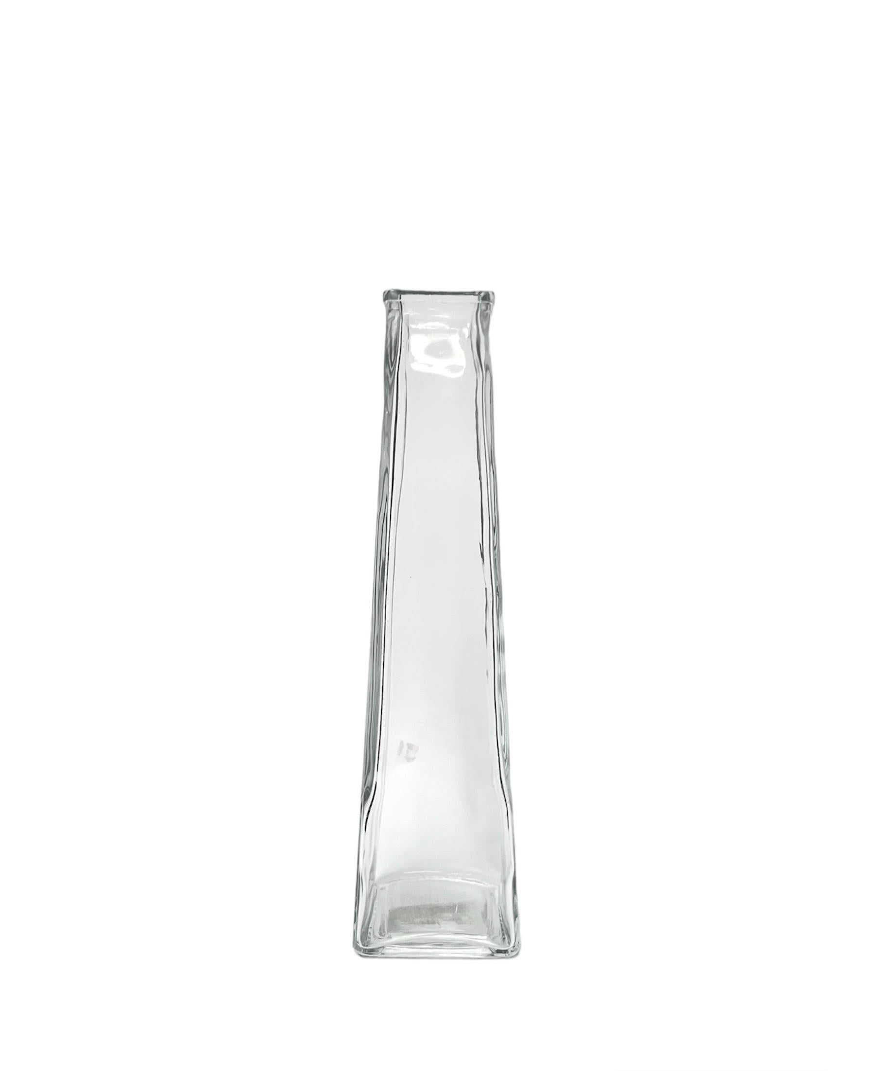 12 Inch Clear Pyramid Square Glass Vase 2W x 12H -- 12 Per Case