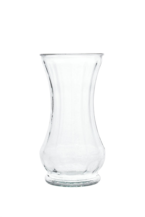 8.5 Inch Clear Belly Footed Glass Vase 5W x 8.5H -- 12 Per Case