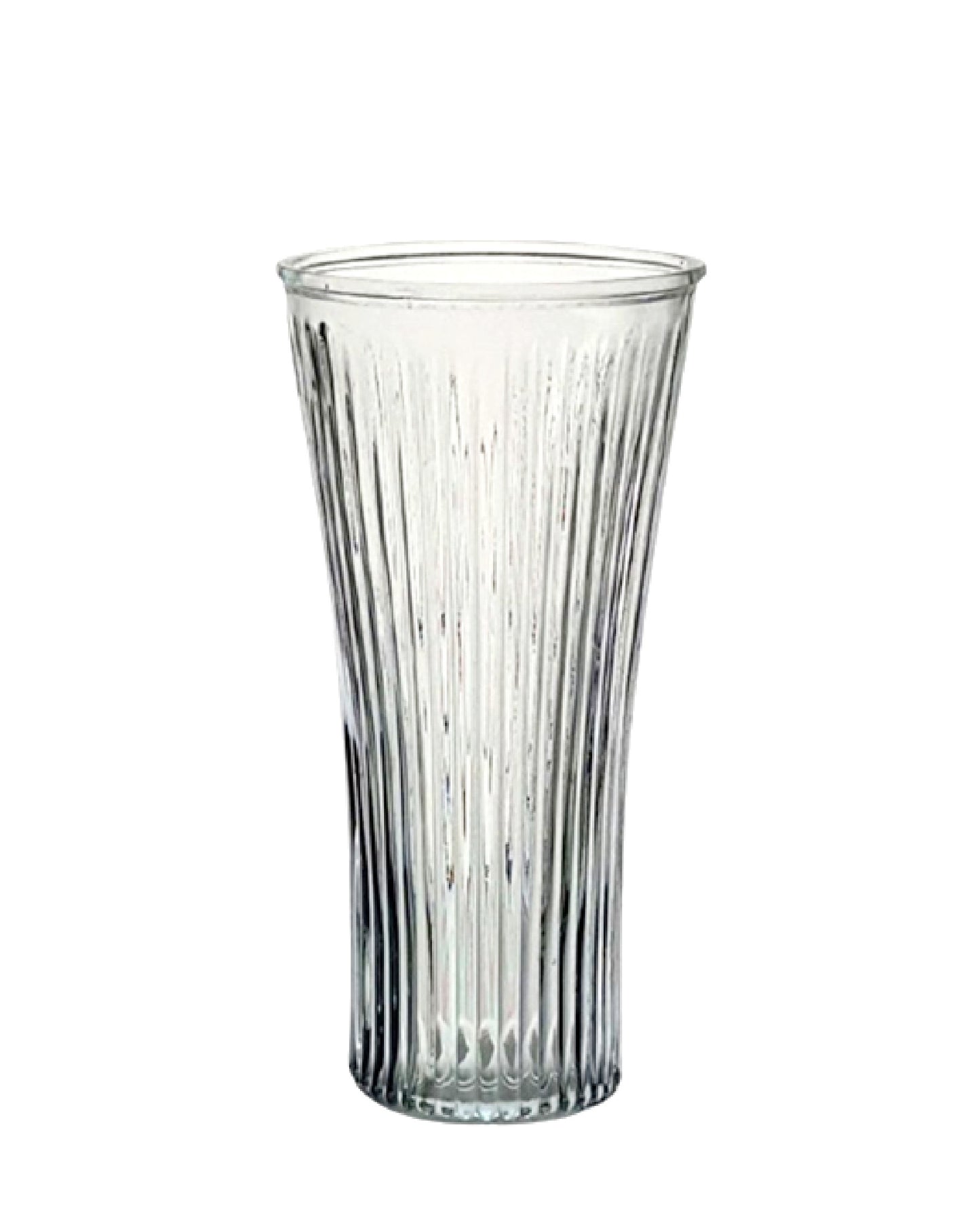 12.75 Inch Clear Cup Ribbed Glass Vase 6.5W x 12.75H -- 6 Per Case
