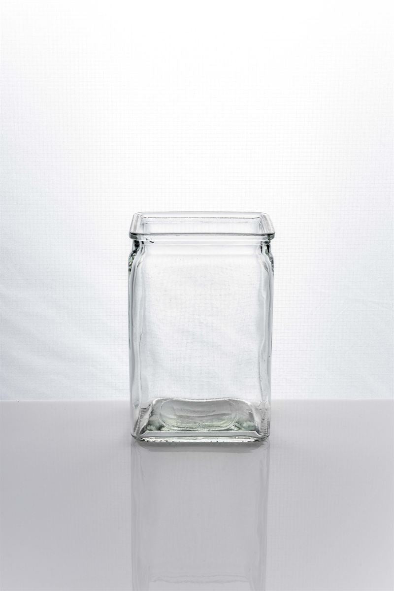 6 Inch Clear Rectangle Glass Vase 4L x 3W x 6H -- 24 Per Case
