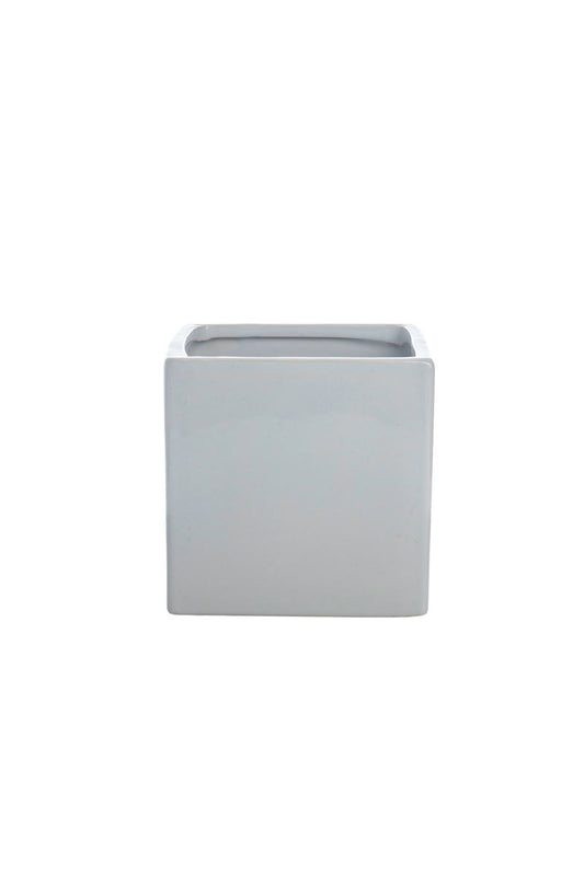 4.75 Inch Glossy White Cube Ceramic Vase 4.75W x 4.75H -- 24 Per Case
